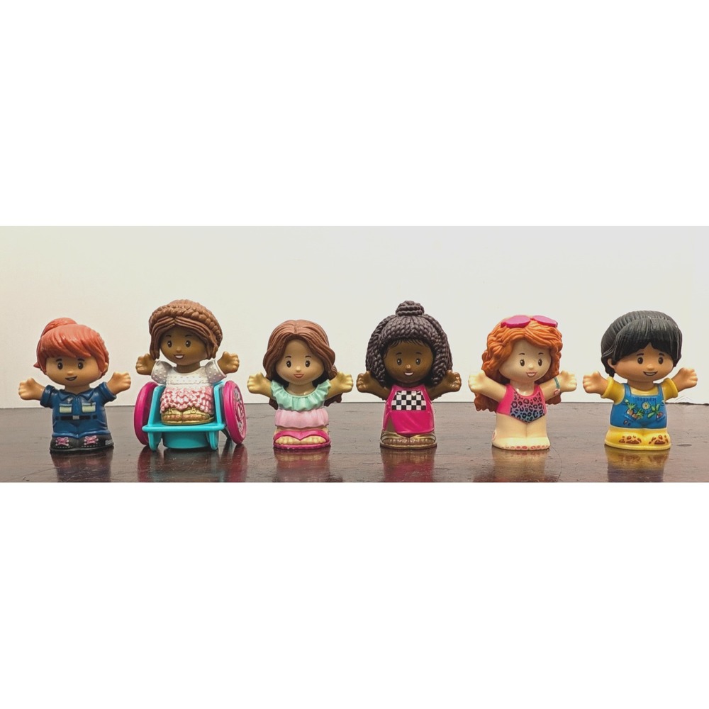 Fisher-Price Little People Lot of 6 Mixed Character Figures w/ Wheelchair